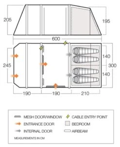 Vango Airbeam Vango Joro Air 450 Eco Dura Tent Package (2023) -Outwell Store joro air 450 floorplan low 1