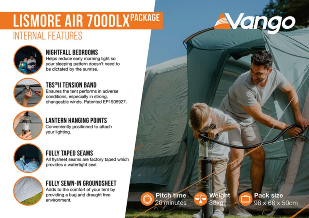 Vango Airbeam Vango Lismore Air 700DLX Tent Package (2023) 5 Vango Airbeam Vango Lismore Air 700DLX Tent Package (2023) - Image 5