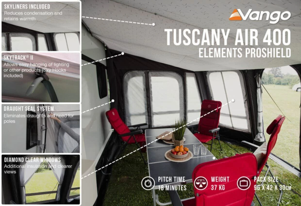 Vango Airbeam Vango Tuscany Air 400 Elements Proshield Caravan Awning (2023) 5 Vango Airbeam Vango Tuscany Air 400 Elements Proshield Caravan Awning (2023) - Image 5